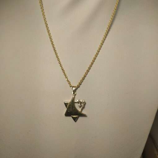 Star of David and Chai Diamond Solid Rope Chain Necklace front