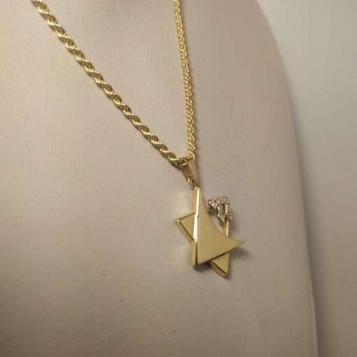 Star of David and Chai Diamond Solid Rope Chain Necklace sode