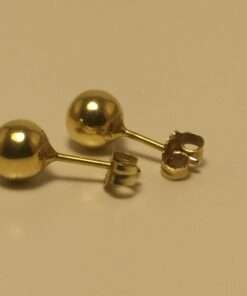 6mm Ball Yellow Gold Stud Earrings back