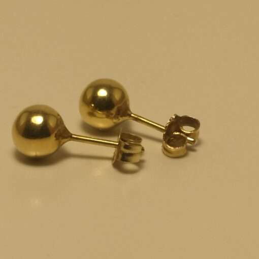 6mm Ball Yellow Gold Stud Earrings back