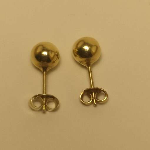 6mm Ball Yellow Gold Stud Earrings side