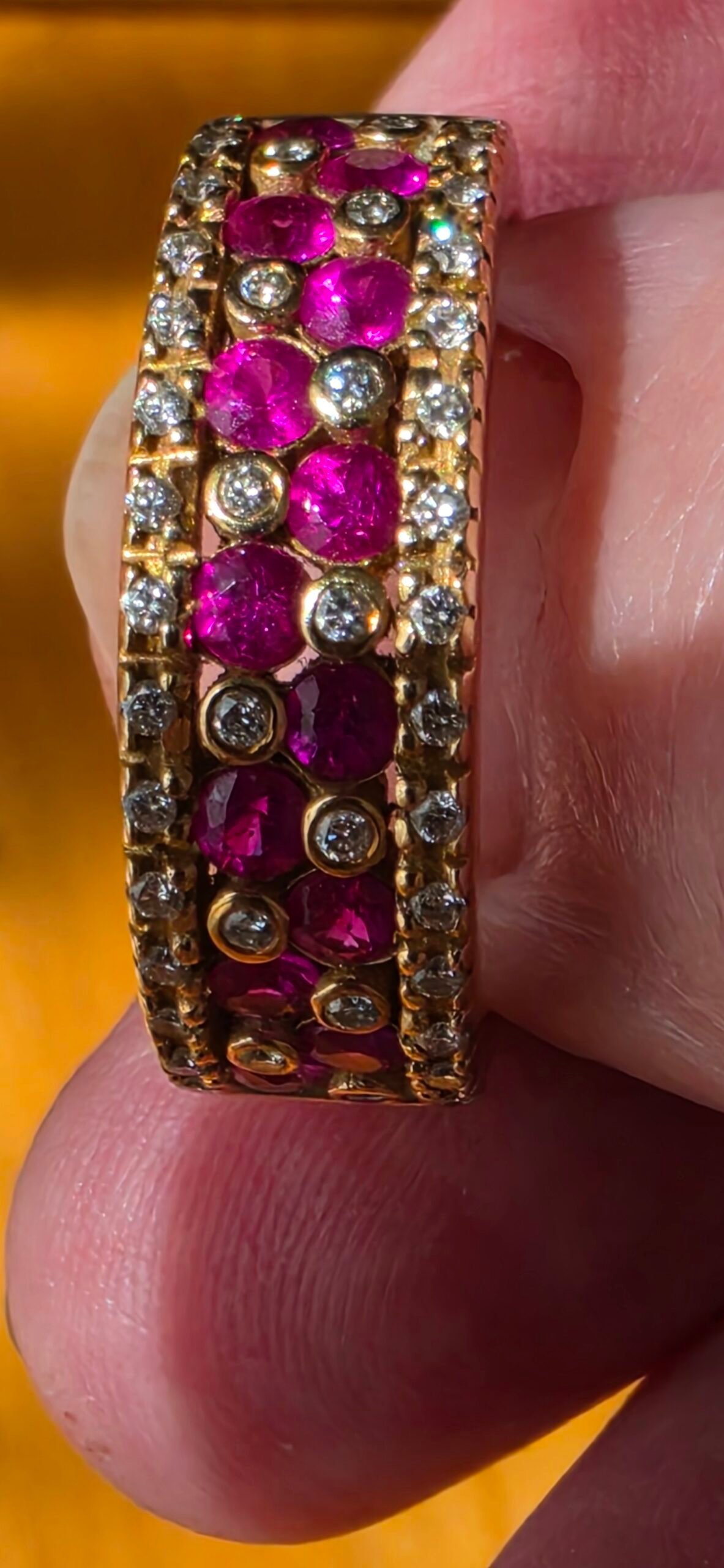 14K Yellow Gold Ruby & Diamond Cocktail Ring