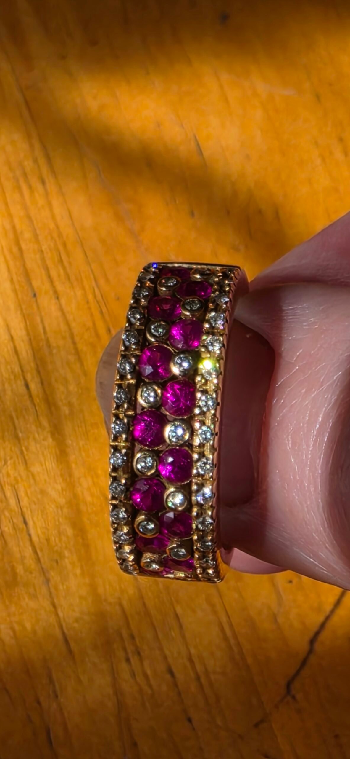 14K Yellow Gold Ruby & Diamond Cocktail Ring - Image 2