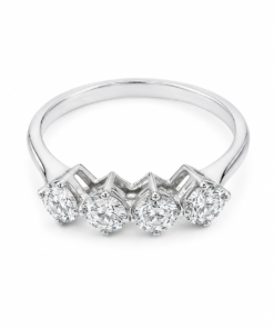 1.00 ctw Four-Stone Natural Diamond Ring in 14K White Gold (CGL Certified)